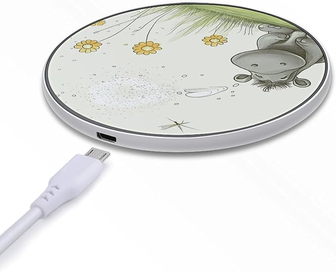 Hippo and Dandelion Wireless Charger Fast Wireless Charging Pad with USB Cable 10W Anti-Slip Magnetic Wireless Charger Portable Slim Charger Puck Travel Charging Station