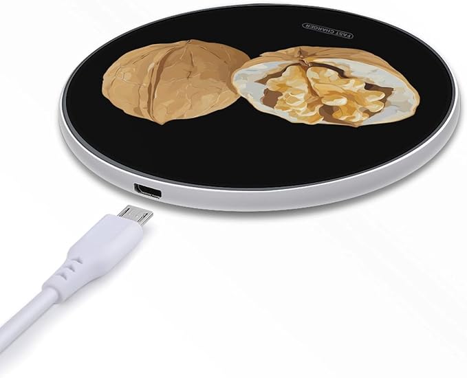 Walnut Nut Fast Portable Charger 10W Funny Graphic Phone Charging Pad with USB Cable