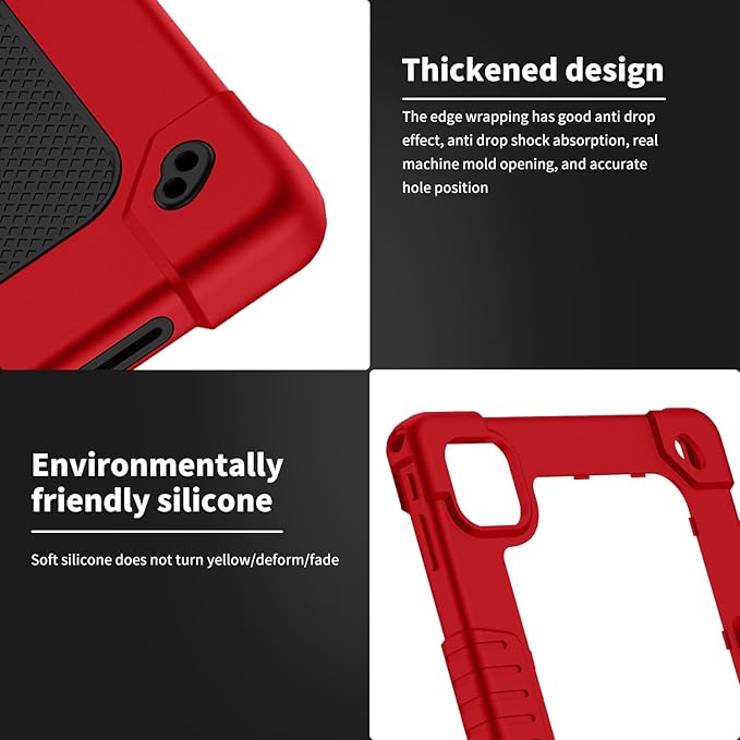 for Callsky-Tab Cpad 10 / Callsky-Tab Ctab 10 10.1 inch Tablet Case Kids Shockproof Cover with Kickstand Shoulder Strap and 2 Pcs Tempered Glass Screen Protector (RedBlack+2Pcs)