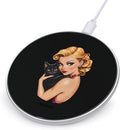 Pinup Lady Black Cat Wireless Charger Anti-Slip Wireless Charging Pad Slim Charger Mat for Men Women