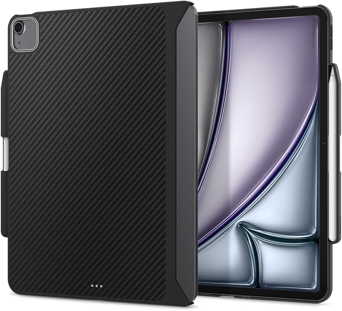 Spigen for iPad Air 13 Inch Case M4(2026) iPad Air 13 Inch Case M3/M2 (2025/2024) Enzo Aramid Aerocore Aramid Fiber Cover with Pencil Holder Magic Keyboard Compatible Black