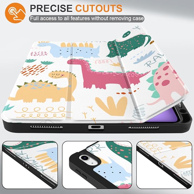 MEEgoodo for M4/M3/M2 iPad Air 11 inch Case 2026 2025 2024Case for iPad Air 5th Generation/iPad Air 4th Gen 10.9 inch 2022 2020 Tablet Cover with Soft TPU Back Shell Cute Dinosaurs