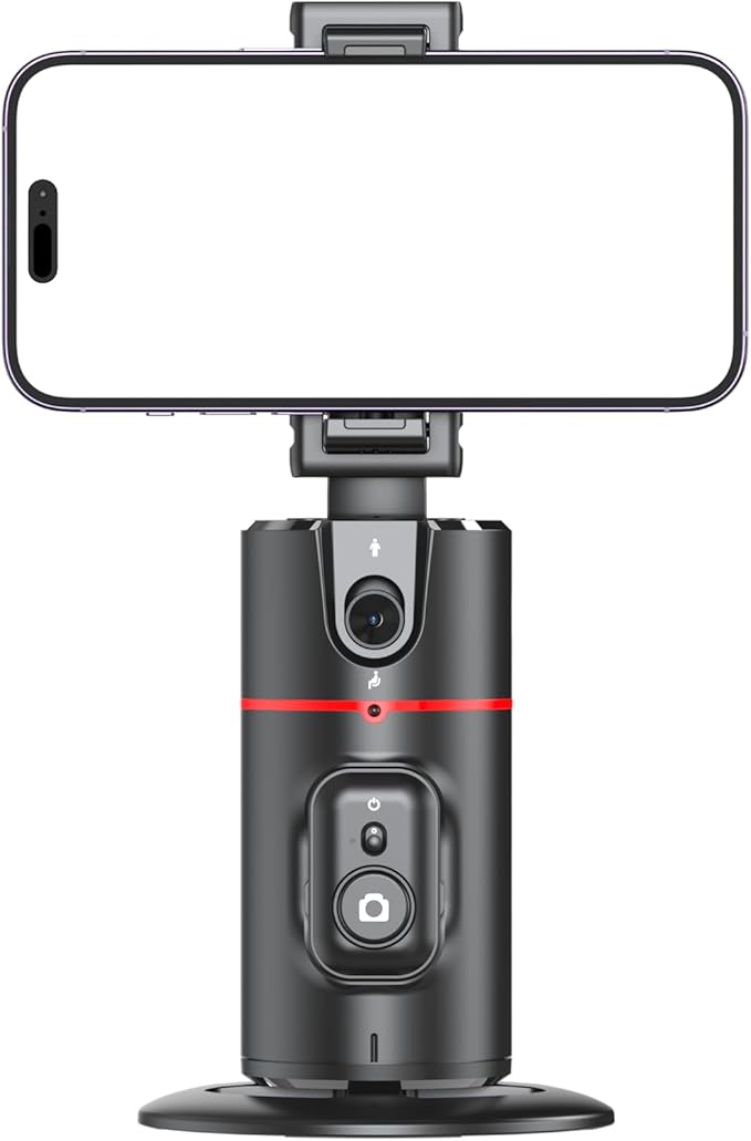 Auto Face Tracking Tripod No App Required Rechargeable Battery 360° Rotation Phone Tracking Holder Face Body Phone Camera Mount for Live Vlog Streaming Video Chat