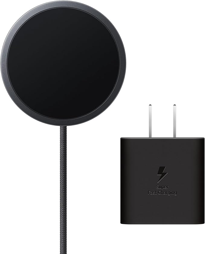 Samsung Galaxy Magnet Wireless Charger with 45W Power Adapter Cordless Super Fast Charging Powerful Design Built-in Magnets No-Slip Surface Dark Gray