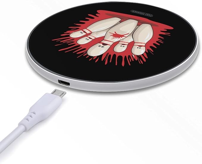 Bowling Pins Funny Sport Wireless Charger Anti-Slip Wireless Charging Pad Slim Charger Mat for Men Women