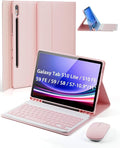 Case Keyboard for Samsung Galaxy Tab S10 Lite / S10 FE / S9 FE / S9 / S8 / S7 10.9/11 Built-in Pencil Holder with Mouse (Pink)