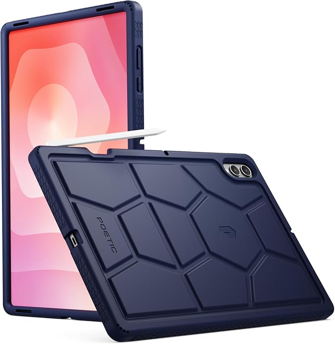 Poetic TurtleSkin Case for Samsung Galaxy Tab S11 Ultra (2025 Release) 14.6 inch Case with S Pen Holder Heavy Duty Shockproof Kids Friendly Protective Silicone Cover Navy Blue