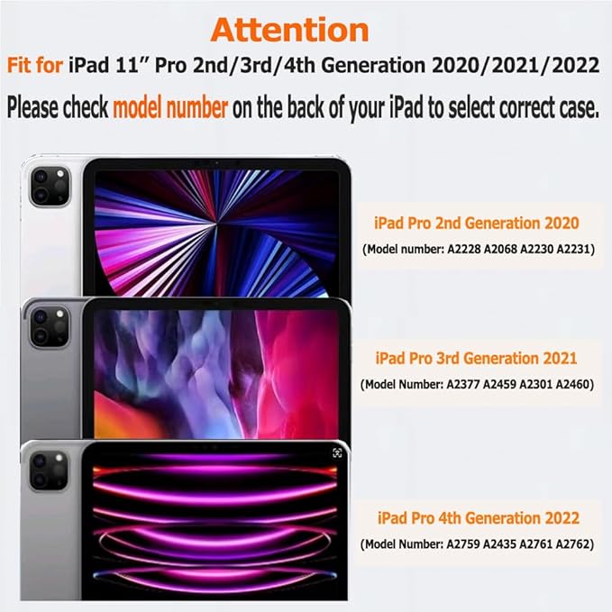 Slim Case for iPad Pro 11 Inch 4th/3rd/2nd Generation (2022/2021/2020) Clear Case with Pencil Holder Slide to Separate Auto Sleep/Wake Detachable Trifold with Stand Leather Cute Cover (Green)