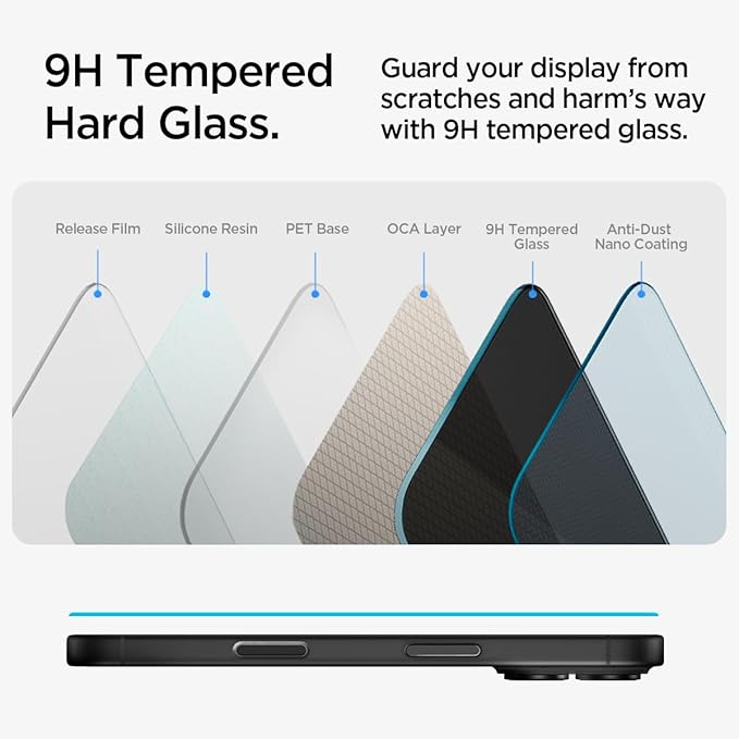 Spigen Tempered Glass Screen Protector [GlasTR EZ FIT - Privacy] Designed for iPhone 16 Plus/iPhone 15 Plus [2Pack]