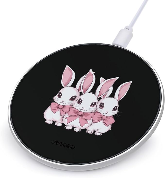 Rabbits Bow Wireless Charger Anti-Slip Wireless Charging Pad Slim Charger Mat for Men Women