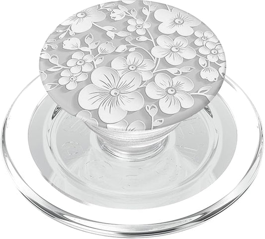 Cute Floral Pattern White Flower PopSockets PopGrip for MagSafe