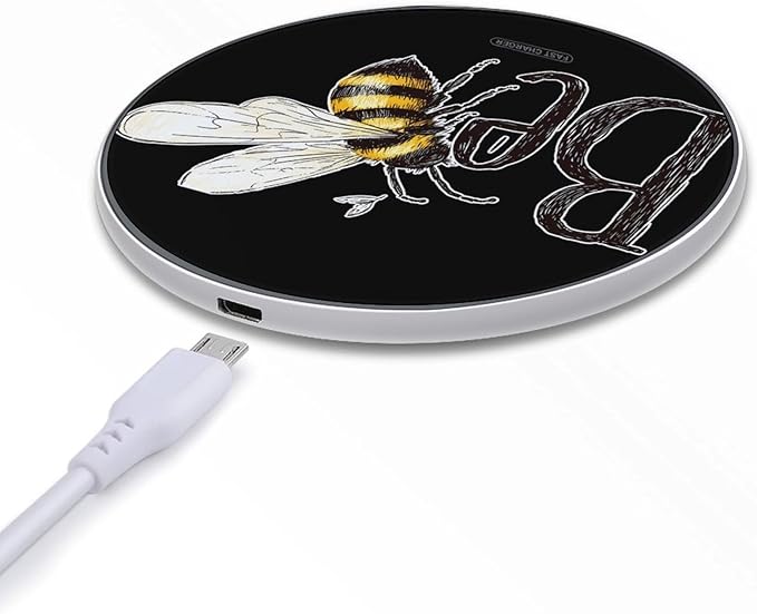 Hand-Drawn Bee Phone Charger Magnetic Charging Pad Anti-Slip with USB Cable
