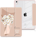 Batianda Hybrid Case for iPad Air 2022 (5th Generation M1 Chip) / iPad Air 4th 2020 10.9 inch [Built-in Pencil Holder] Shockproof Cover with Clear Transparent Back Shell TPU BumperBouquet