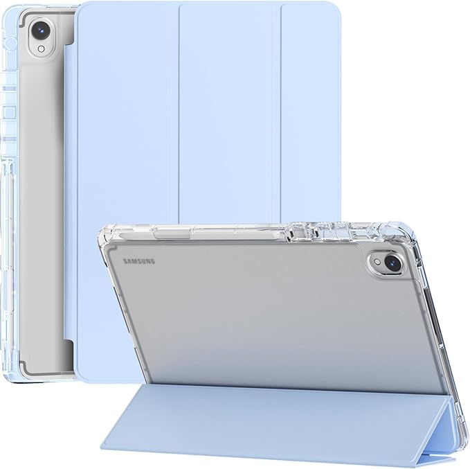 Miimall for Samsung Galaxy Tab S11 Case (2025) Galaxy Tab S11 Case with Stand Slim Hard PC Translucent Back Shell Auto Wake/Sleep Light Blue