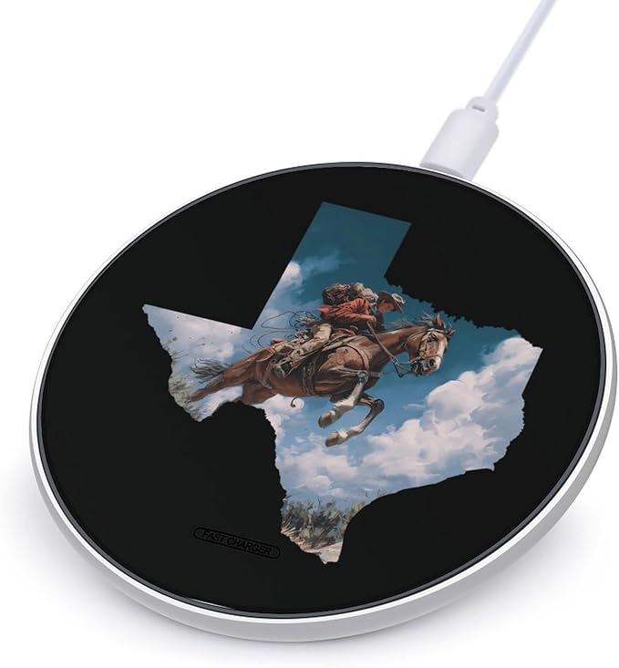 Texas Map Jockey Fast Portable Charger 10W Funny Graphic Phone Charging Pad with USB Cable