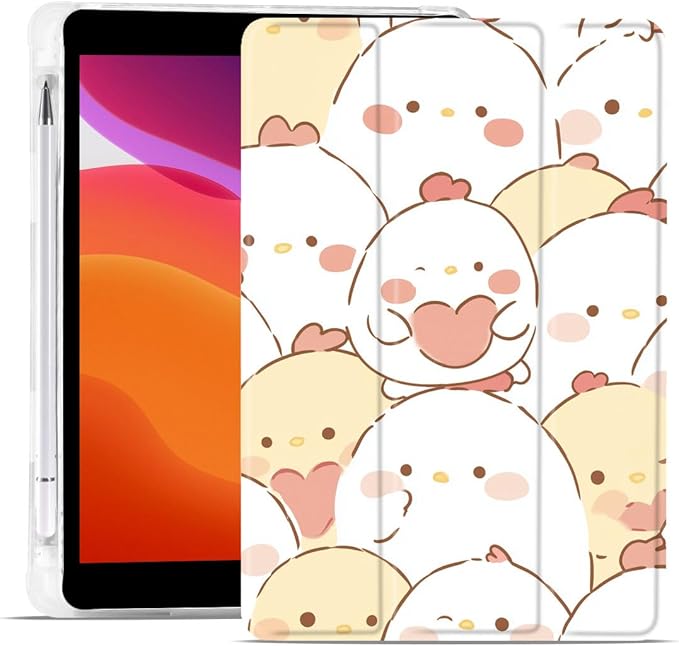 MAYCARI Original Case for iPad Pro 11 Inch 2022/2021/2020 with Pencil Holder Cartoon Chicks iPad Pro 11 Inch 4th/3rd/2nd Generation Soft TPU Back Protective Cover Shell Auto Sleep/Wake Slim Shell