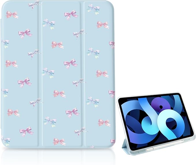 Rainbow Bow Case for iPad Air 3 (20193rd Gen)/iPad Pro 10.5 Inch (2017)[Pencil Holder+Auto Sleep/Wake]Slim Trifold Stand Protective Cover with Soft TPU BackBlue