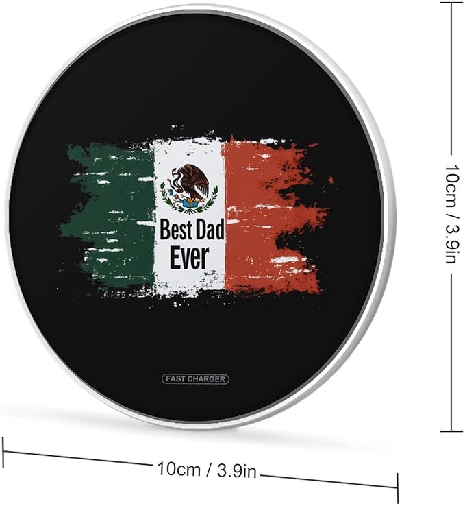 Best Mexican Dad Ever Mexica Flag Wireless Charger Anti-Slip Wireless Charging Pad Slim Charger Mat for Men Women