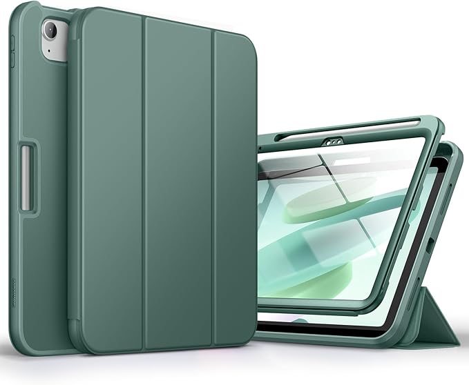 SURITCH Case for iPad (A16) 11th Generation 11 Inch 2025/iPad 10th Generation 10.9 Inch 2022 with Screen Protector Pencil Holder Tri-fold Stand Auto Wake/Sleep Shockproof ProtectionGreen