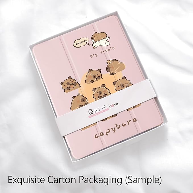 Cute Kawaii Capybara for iPad (A16) 11th Generation Case 11 Inch 2025 for iPad 10th Generation Case 10.9 Inch 2022 with Pencil Holder Auto Sleep/Wake Pink Leather Soft TPU Back Cover