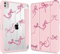 May Chen Case for iPad Pro 11-Inch M5/M4 2025/2024 (6th/5th Generation) Clear Transparent Print Back Shell Slim Stand Shockproof Tablet Cover Auto Wake/Sleep Pink Bows