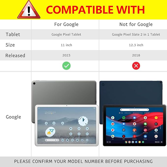 for Google Pixel Tablet Case 11/10.95 inch Genuine Leather Cover Protective Shell for 2023.Black