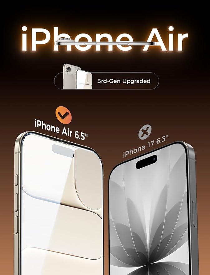 MAGIC JOHN 3rd Gen Upgraded for iPhone Air Screen Protector 6.5 InchHD ClearShatterproof Tempered FilmAuto Dust-EliminationBubble FreeEasy Installation2 Pack