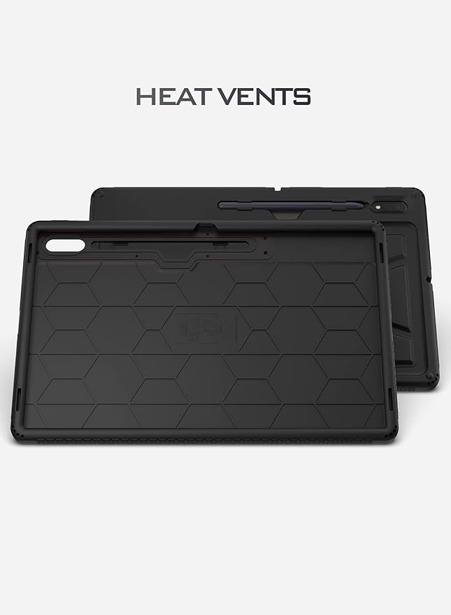 Poetic TurtleSkin Case Designed for Samsung Galaxy Tab S8 Ultra 14.6 Inch 2022 Heavy Duty Shockproof Rugged Kids Friendly Drop Protection Silicone Cover Black