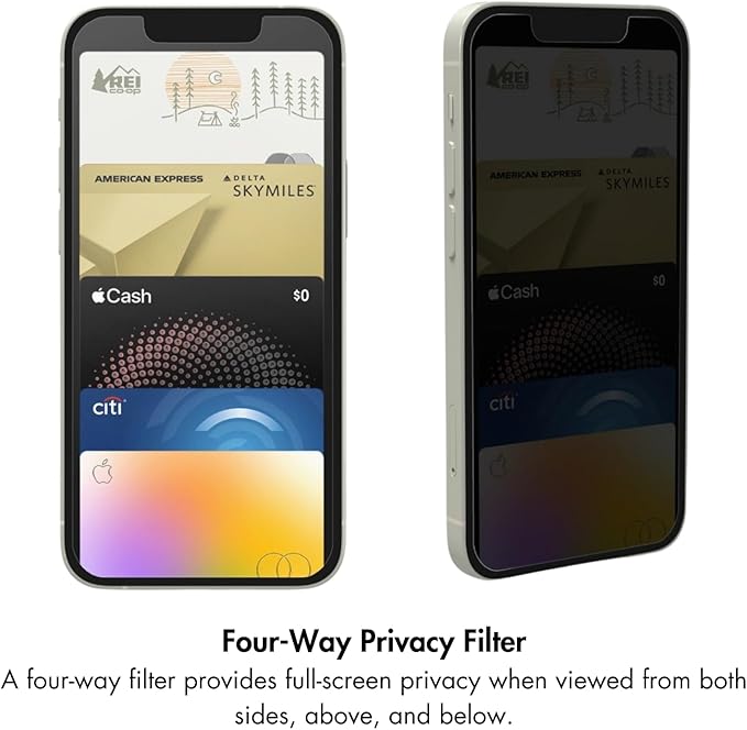 ZAGG InvisibleShield Glass Elite 360 Privacy Screen Protector for iPhone 17e / 16e / 14/13 / 13 Pro – 5X Impact &amp Scratch Protection Tempered Glass Smudge-Resistant Four-Way Privacy