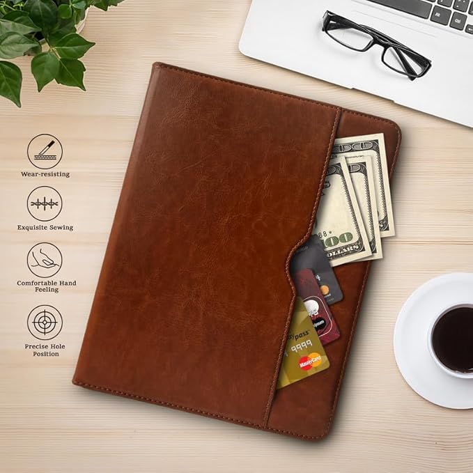 Leather Cases for IPad Pro 12.9 Case 6th/5th/4th/3rd Generation - Protective Multi-Angle Folio with Pencil Holder &amp Pocket - Auto Wake/Sleep Premium PU Leather Cover - Brown