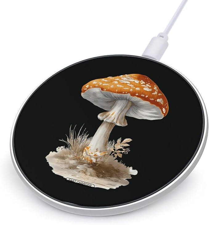 Vintage Mushroom Fast Portable Charger 10W Funny Graphic Phone Charging Pad with USB Cable
