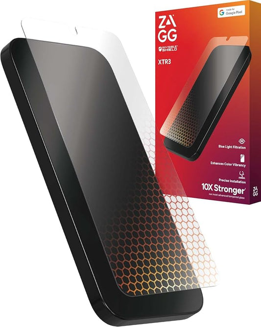 ZAGG Glass XTR3 Google Pixel 9 Pro XL Screen Protector - 10X Stronger with Recycled Glass Enhanced Eyesafe Blue Light Filter Anti-Reflective Easy Installation