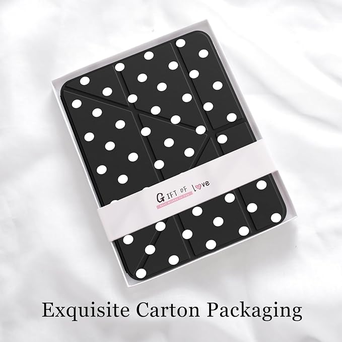 Cute Kawaii Polka Dot for iPad Pro 11 Inch Case (M5/M4) 2025/2024 with Pencil Holder Auto Sleep/Wake Black Leather Acrylic Back Detachable Cover