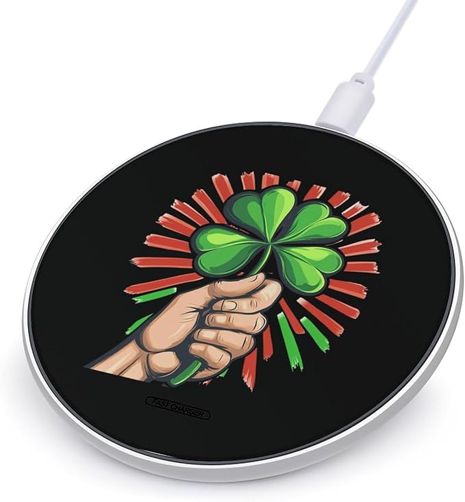 Hand Clover Italian Flag Wireless Charger Anti-Slip Wireless Charging Pad Slim Charger Mat for Men Women