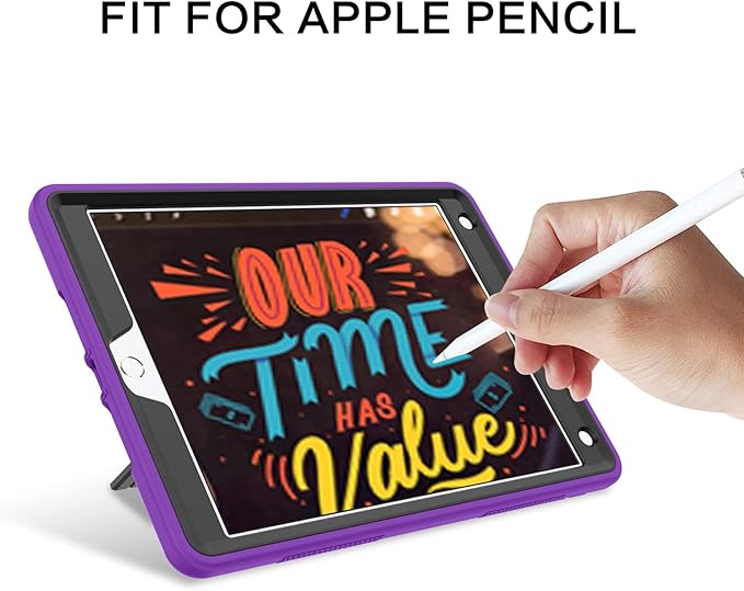 BENTOBEN iPad Case (9th/8th/7th Gen) 10.2-inch 2021/2020/2019 Heavy Duty Rugged Shockproof Protective Cover with Stand Pencil Holder C Purple
