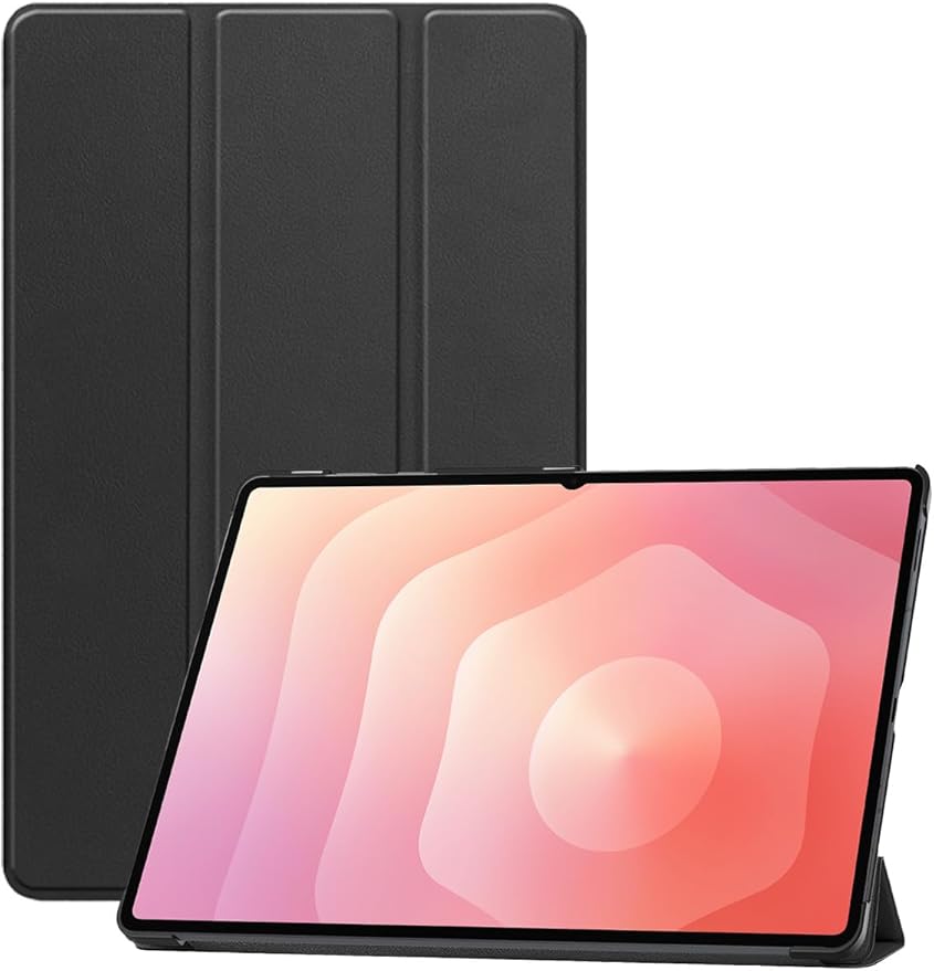 for Samsung Galaxy Tab S11 Ultra (SM-X936B) 2025 Android 14.6 Inch Tablet CaseBOVUGAC Tri-fold Tablet Case Cover for Galaxy Tab S11 Ultra 14.6Full Protection Premium PU Scratch Resistant.(Black)