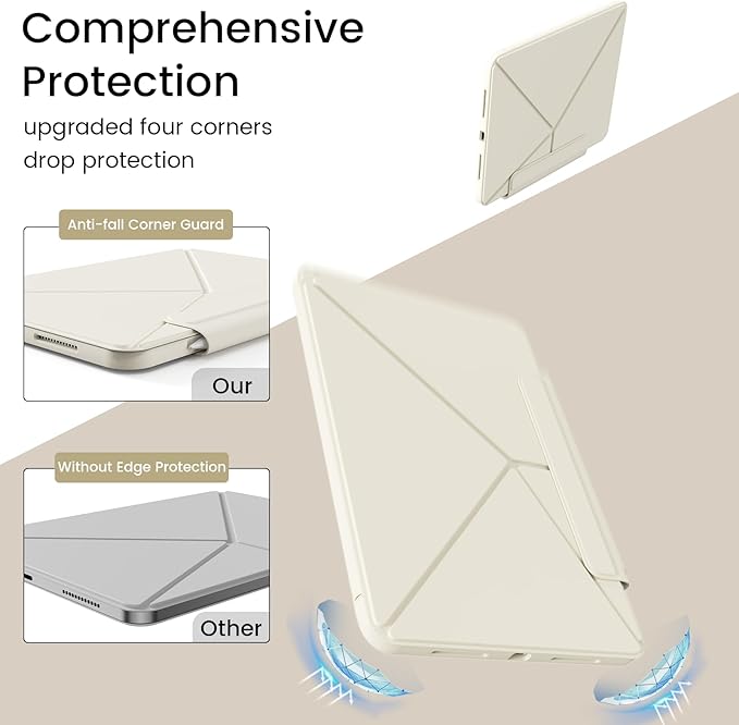 for iPad Air 11 Inch Case M3/M2 (2025/2024) iPad Air 5th/4th Gen Case 10.9 Inch (2022/2020) w/Pencil Holder Portrait/Landscape 4+ Angles Magnetic Cover for iPad Air 11'' 10.9'' Cream White