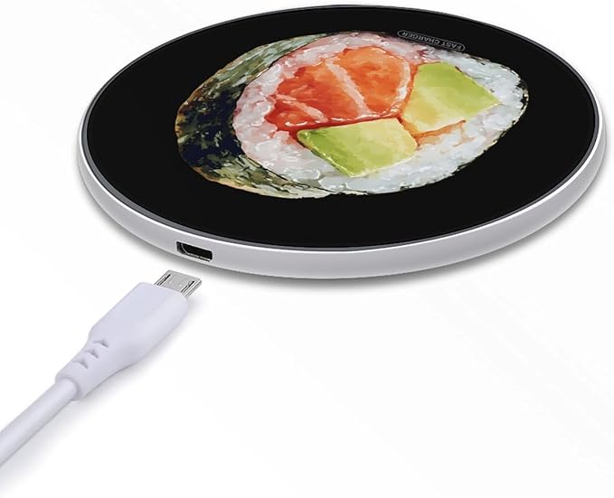 Salmon Avocado Sushi1 Fast Portable Charger 10W Funny Graphic Phone Charging Pad with USB Cable
