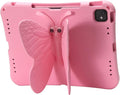 Butterfly Kids Case for iPad Air 13 Inch M3/M2 (2025/2024) iPad Pro 13 M5/M4 (2025/2024) iPad Pro 12.9 (2022/2021/2020/2018) 3D Cartoon EVA Foam Shockproof Stand Cover for Girls - Pink