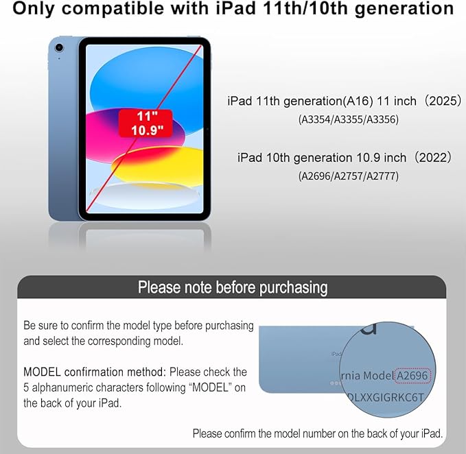 for iPad A16 11th Generation Case(11 Inch 2025)iPad 10th (10.9 2022) Slim Powerful Magnetic Case4 Standibg AnglesVertical Stand Coverwith Auto Wake/Sleep and with Pencil Holder (Black)