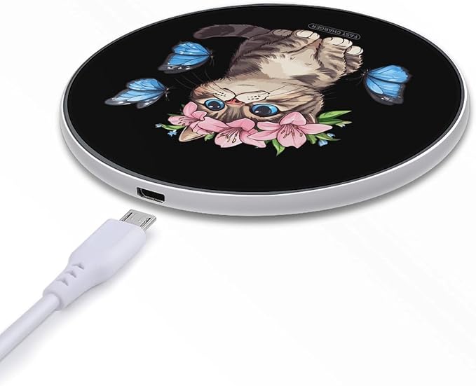 Cat Butterfly Wireless Charger Anti-Slip Wireless Charging Pad Slim Charger Mat for Men Women