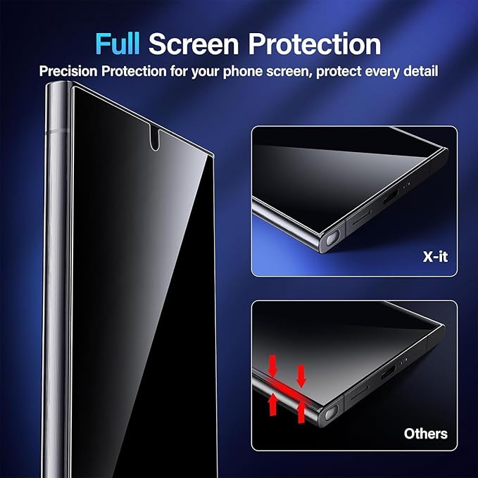 X-it for Samsung Galaxy S24 Ultra Screen Protector Privacy [Auto Alignment/Dust Removal]Bubble-Free[100% Ultrasonic Fingerprint ID] Easy Installation Full Coverage Anti-Spy [Non-Glass] 2 Packs