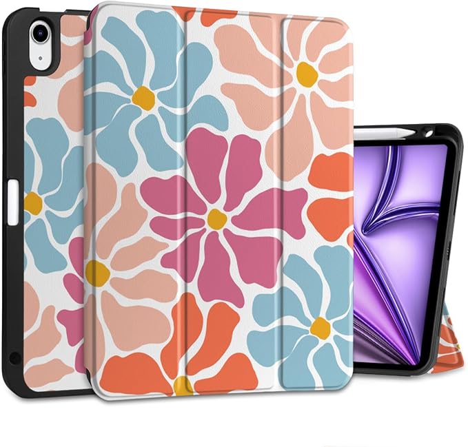MEEgoodo for M4/M3/M2 iPad Air 11 inch Case 2026 2025 2024Case for iPad Air 5th Generation/iPad Air 4th Gen 10.9 inch 2022 2020 Tablet Cover with Soft TPU Back Shell Minimalist Style Floral