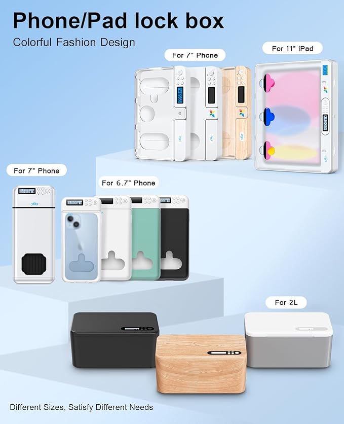 ySky Metal Phone Lock Box with TimerPortable Timed Phone Lock Box for iPhone and Android Phones Self-Control Timer Phone Locker to Help KidsStudents Adults Focus Back Phone Jail Box