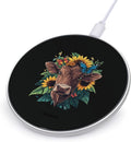 Floral Cow Head Wireless Charger Anti-Slip Wireless Charging Pad Slim Charger Mat for Men Women