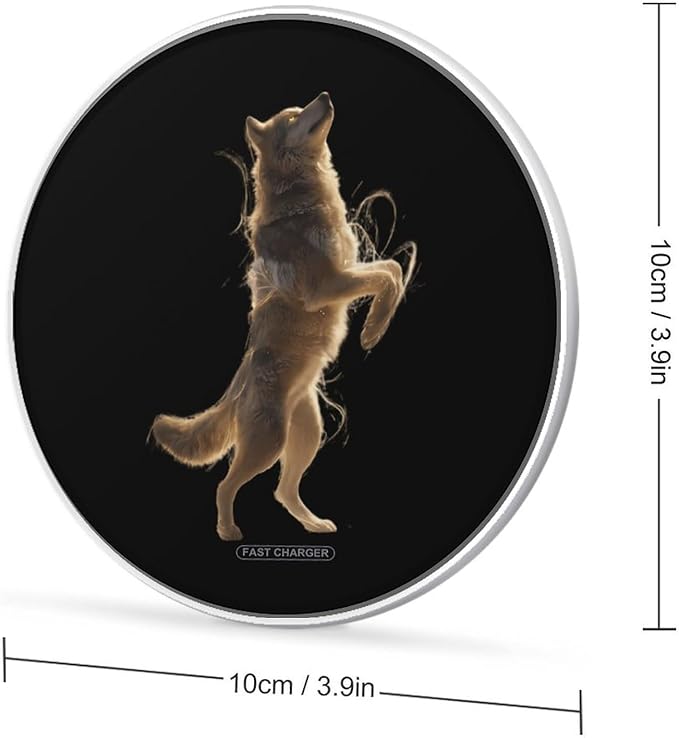 Glowing Wolf Dancing Fast Portable Charger 10W Funny Graphic Phone Charging Pad with USB Cable