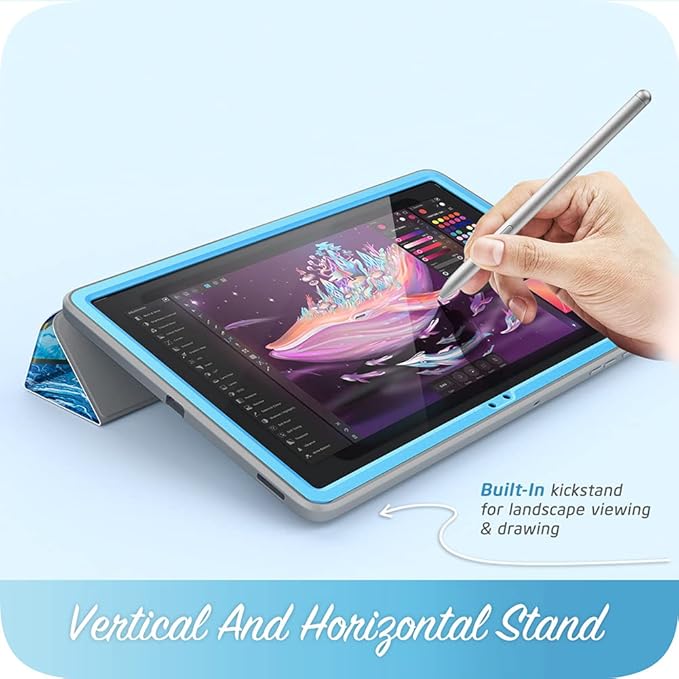 i-Blason Cosmo Case for Samsung Galaxy Tab S7 FE 12.4 2021 Release Case Full-Body Trifold with Built-in Screen Protector Protective Smart Cover with Auto Sleep/Wake &amp Pencil Holder (Ocean)