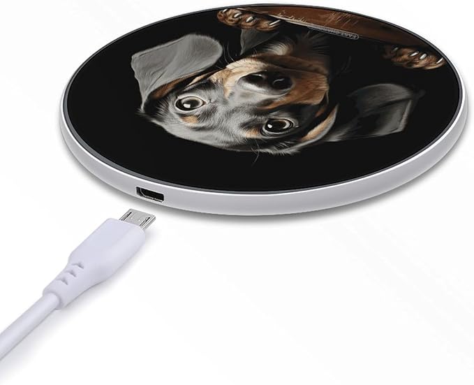 Pad Dachshund Wireless Charger Fast Wireless Charging Pad with USB Cable 10W Anti-Slip Magnetic Wireless Charger Portable Slim Charger Puck Travel Charging Station