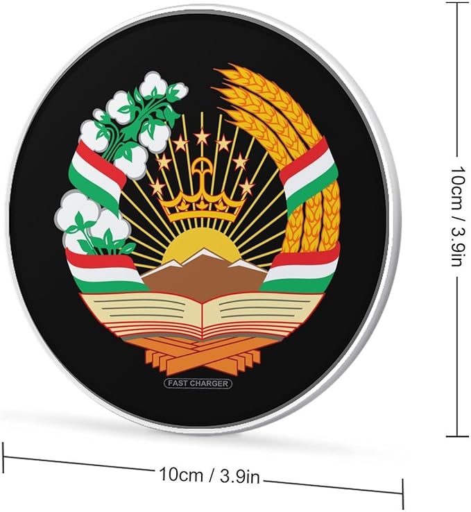Emblem of Tajikistan Fast Portable Charger 10W Funny Graphic Phone Charging Pad with USB Cable