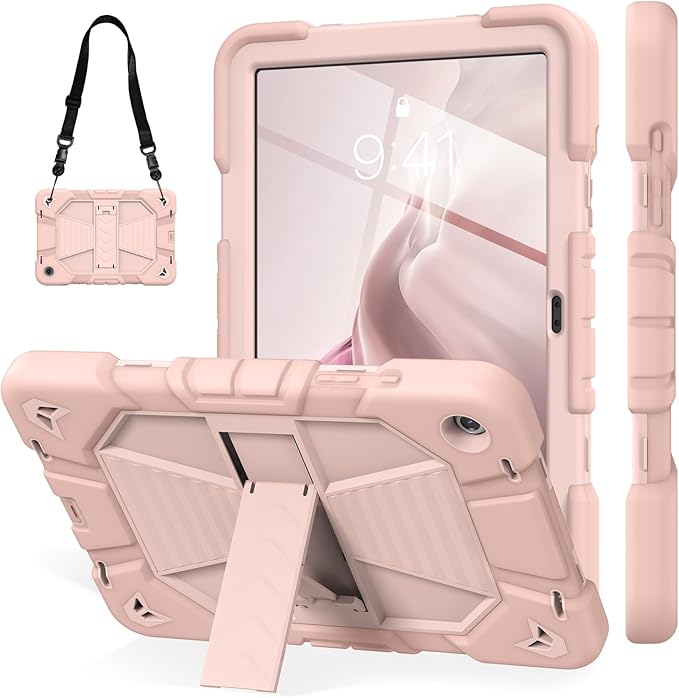 JKSML Case for Samsung Galaxy Tab A9+ / A9 Plus 11 inch 2023 Military Grade Drop Protection Cover with Built-in Kickstand &amp Shoulder Strap for Tab A9+ Tablet (SM-X210/X216/X218) Rose Gold